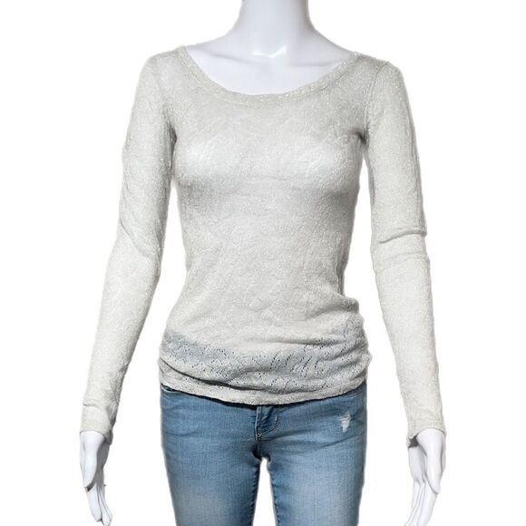 Express Silver Wool Blend Sheer Sweater - Picture 3 of 11